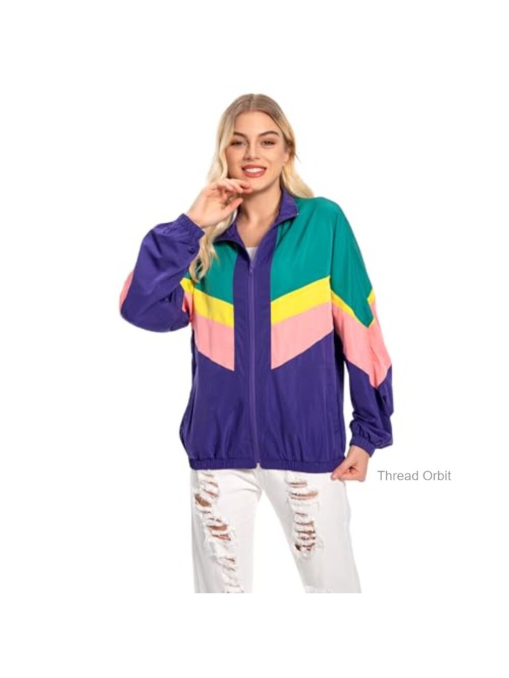 Vintage 80s 90s Color Block Windbreaker Jacket Lightweight Zip Track Jacket